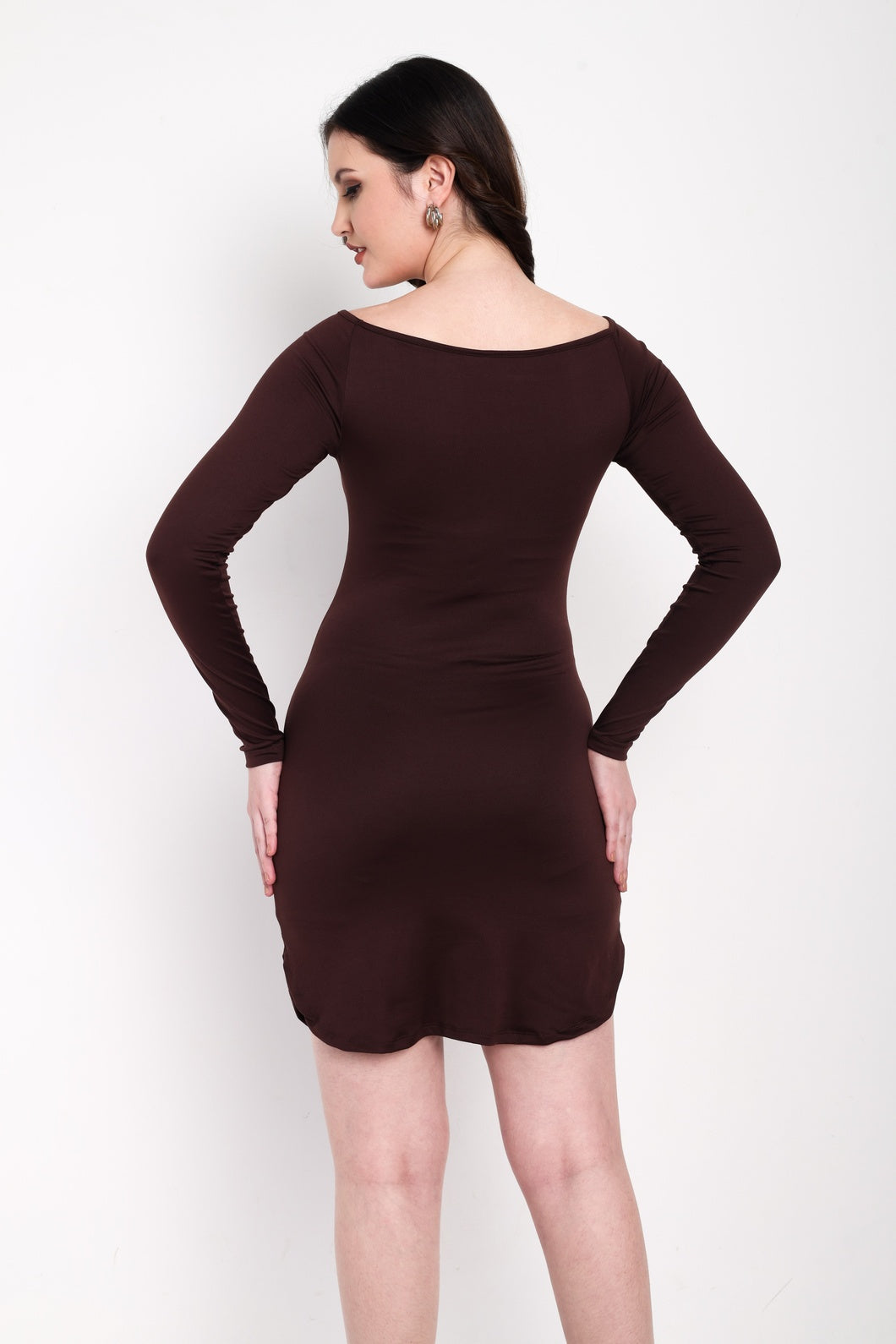 Bateau Neck Dress Brown