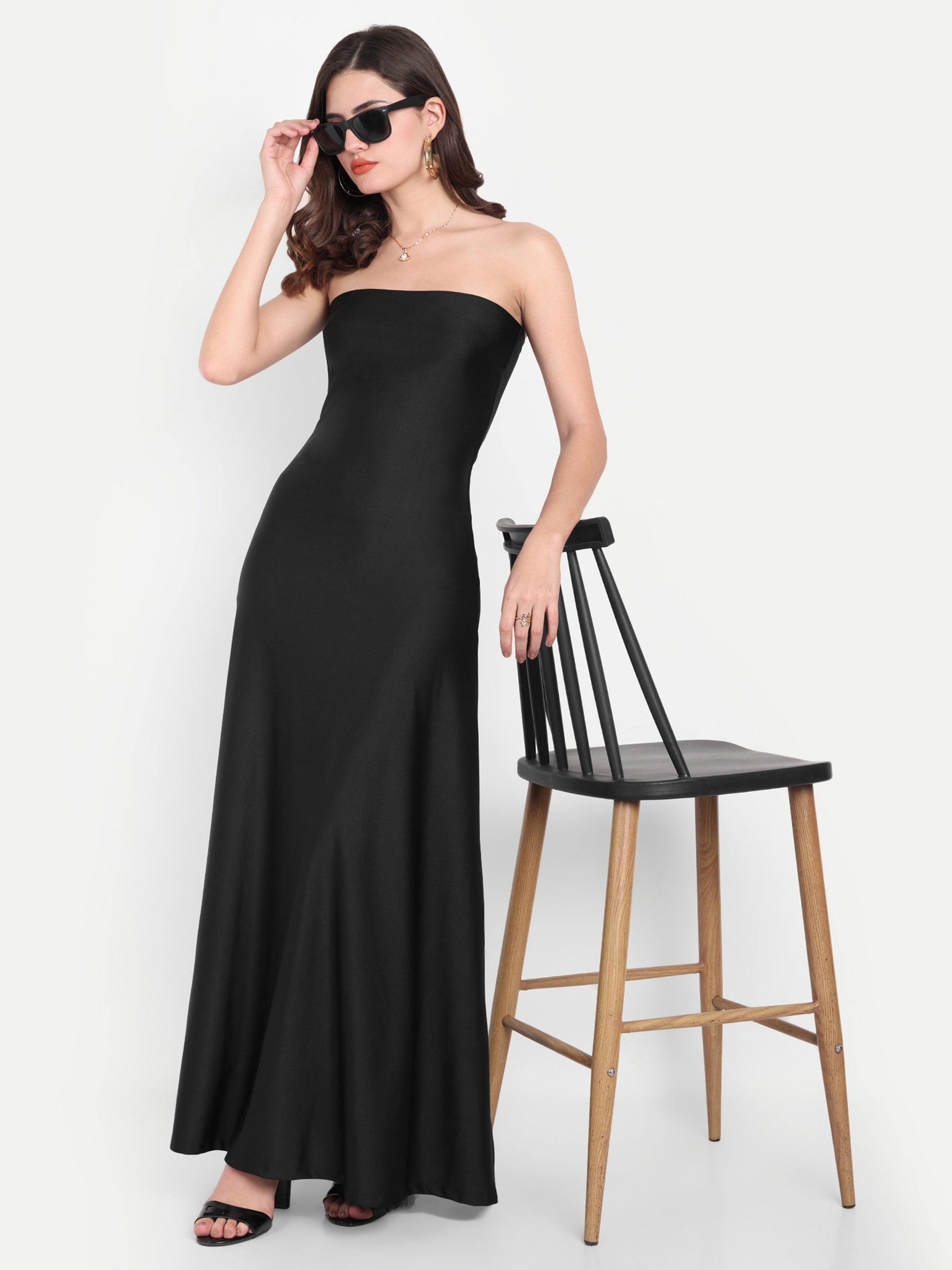 Tube Flowy Dress Black