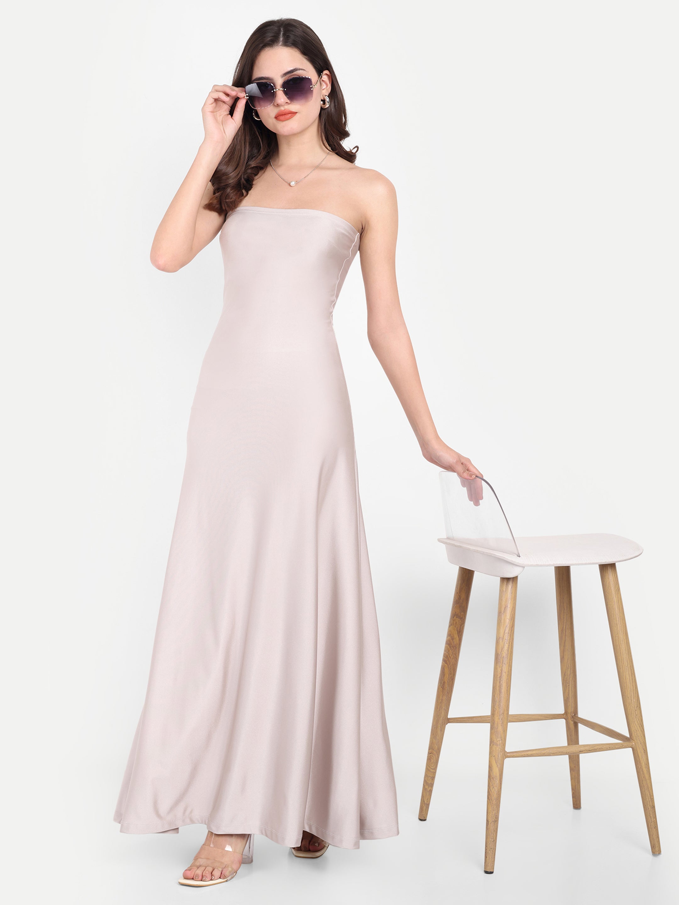 Tube Flowy Dress White